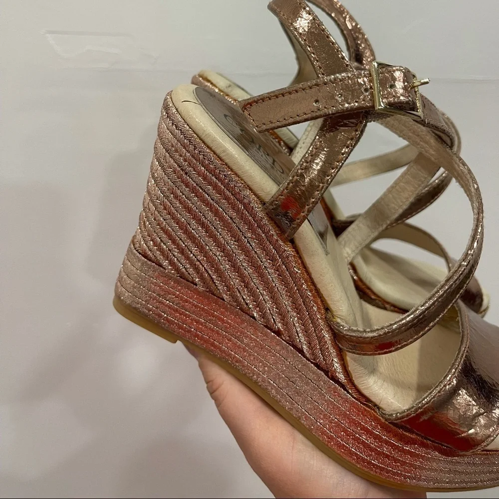 Cordani Harlow Rosegold Espadrille Wedge Sandal 36